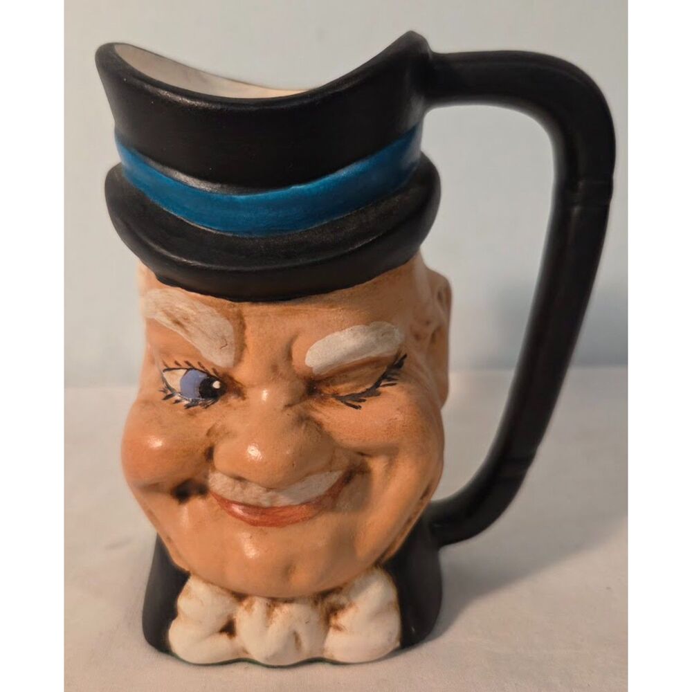 Vintage Winking Character Toby Mug Figural Ceramic Pitcher